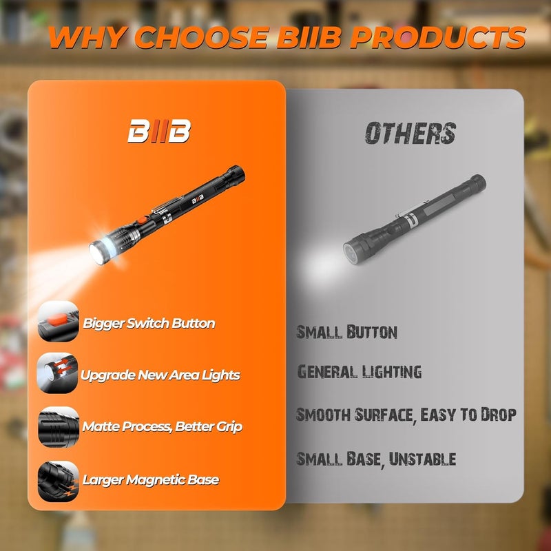 BIIB Valentines Day Gifts for Him, Gifts for Men LED Telescoping Magnetic Pickup Tools, Mens Valentines Day Gifts for Boyfriend Husband, Mens Dad Gifts, Anniversary Birthday Gifts for Men Cool Gadgets - Image 2